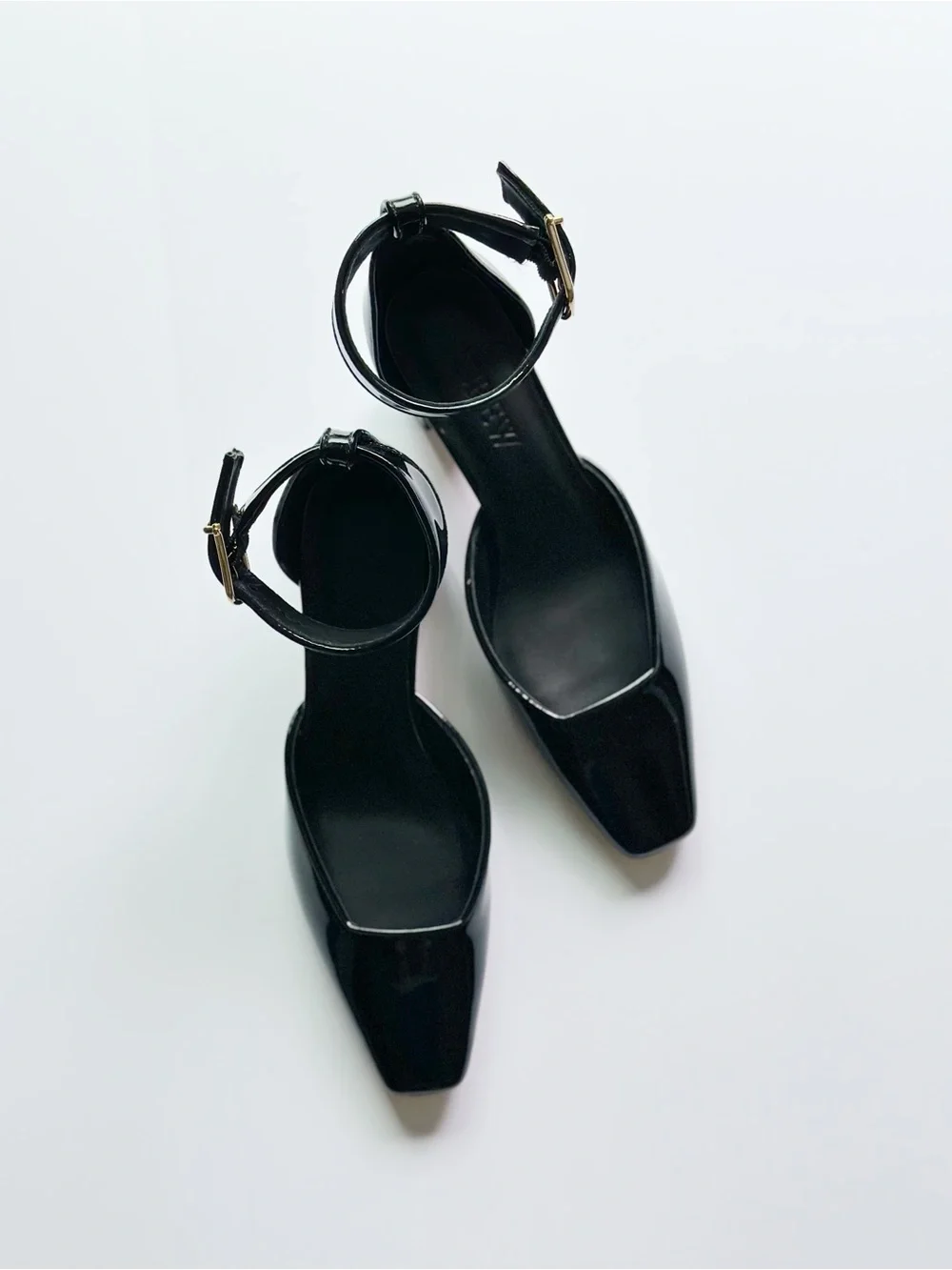J.Crew Buckle-Strap Block Heels in Patent Leather Black